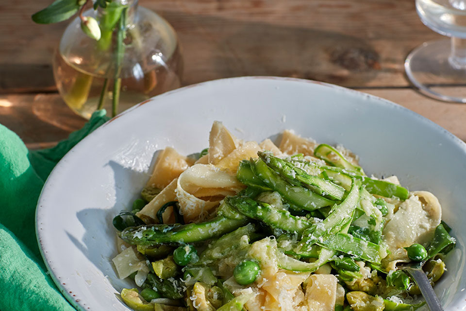 Asparagus & Wild Garlic Pasta Recipe from The Daylesford Cookery School